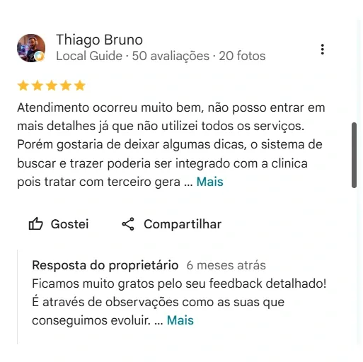 Avaliação de Thiago Bruno no Google sobre o Aricanduva Centro Veterinário